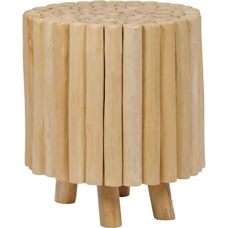 Tabouret / Table d'appoint D. 40 cm en bois de teck naturel - DAWSON (1/5)