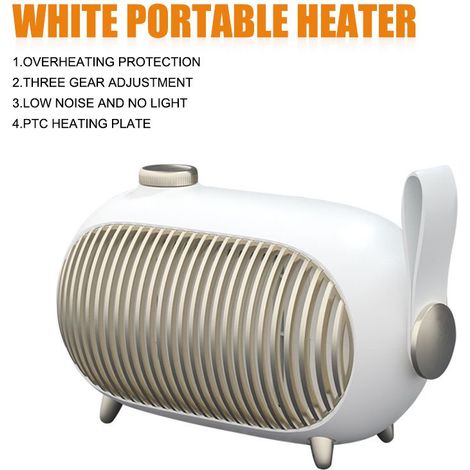 Mini Chauffage Soufflant Céramique 1000W, 3 Niveaux, Rapide Silencieux Économe, Maison Bureau, Blanc (1/4)