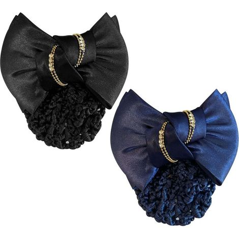 NERO - Retina da gara con fiocco per chignon modello Glitter