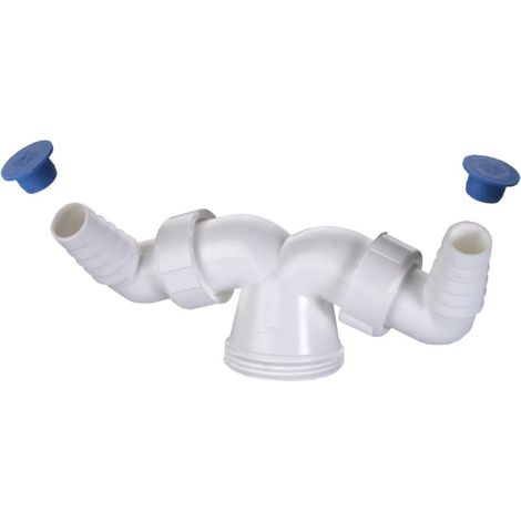 CONNETTORE IN PLASTICA A DOPPIO COLLEGAMENTO PER LAVATRICE 11/2 - IN PVC COLORE BIANCO