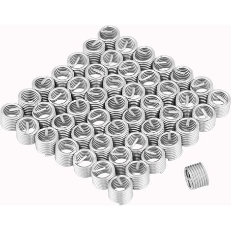 50 piezas de insertos de reparación de roscas, helicoidales M8, insertos roscados, insertos roscados helicoidales de alambre de acero inoxidable M8 x 1,25 x 1,5 D, brillo (1/4)
