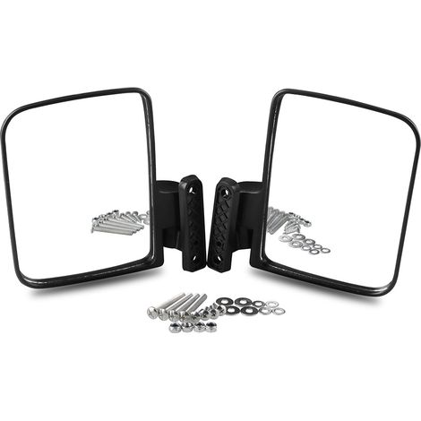 2 rétroviseurs latéraux rabattables, universels, fixation à 2 boulons, miroir 14 cm x 18 cm, boîtier PP, lentille verre, pour voiturettes de golf et chariots (1/5)