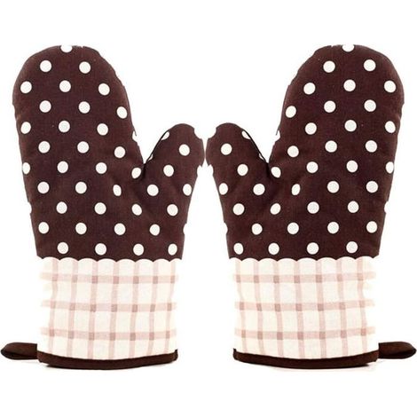 Gants de cuisine en coton, lot de 2 jusqu 'à 180 DépenserC - Gants de barbecue résistants à la chaleur, gants de cuisine, noirs (1/5)