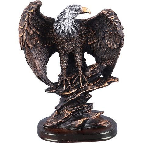 Statue d'aigle en résine style rétro, détails soignés, peinture bronze, socle stable, figurine patriotique pour bureau, famille