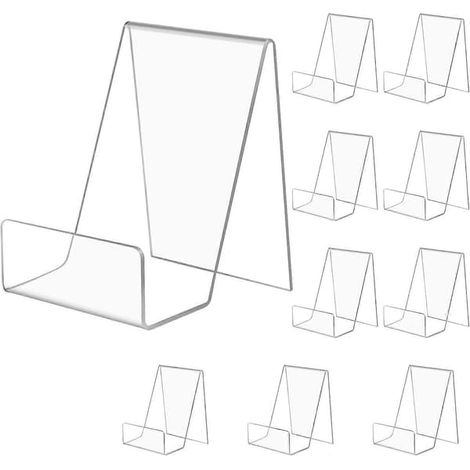 Acrylic Bookends, 10-Pack Clear Acrylic Display Holders for Photos, Albums and Artwork, 4 x 6 Inch (1/5)