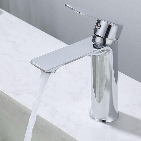 Mitigeur Lavabo Robinet Salle Bain Robinet Lavabo pour Salle de Bain Réglable à Chaud et à Froid Robinet Chromé Acier Inox (1/5)