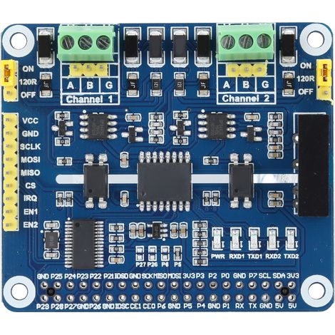 Carte d'extension RS485 isolée à 2 canaux compatible avec Raspberry Pi