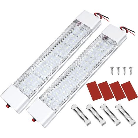 Barra de luz LED de 72 LED, serie de 2 piezas, 12 V, para interior de coche, luces LED para interior de coche, luces de techo para caravana, luces para furgoneta, caravana, remolque (1/5)