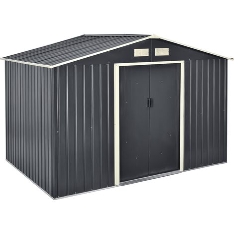 Cobertizo para Almacenaje de Herramientas - hoja galvanizada y metal 277 x 191 x 192 cm - Gris oscuro [en.casa] (1/5)
