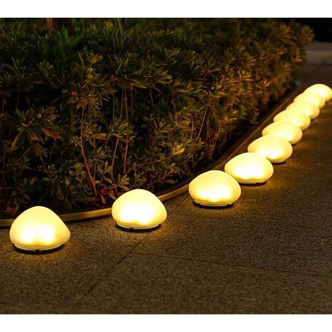 Solarbetriebene Gartenleuchten 2er-Pack Kieselstein-Design IP44 wasserdicht Automatische Ein Ausschaltung Für Garten und Terrasse 6 8 Stunden und (1/5)