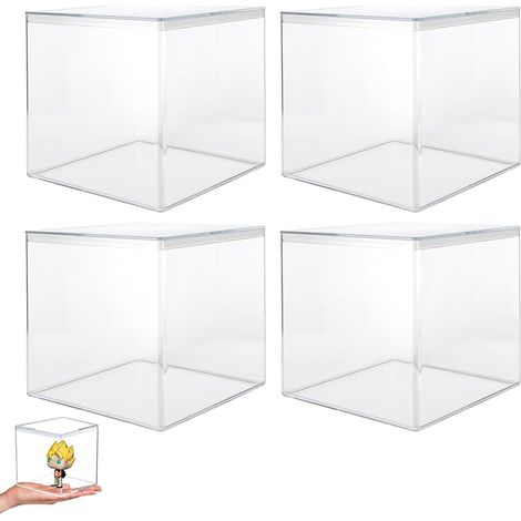 Lot de 4 Boîtes en Acrylique Avec Couvercle : Cube Carré Transparent 10 x 10 x 10 cm, Petite Boîte Carrée Pour Bijoux, Rangement, Vitrine et Emballage (1/5)
