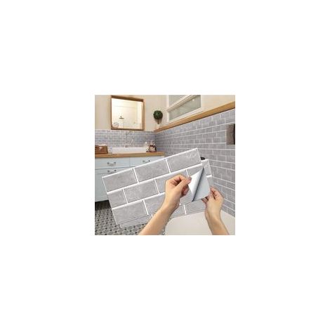 Autocollants décoratifs étanches pour carrelage cuisine et salle de bain – 12 pièces en PVC auto-adhésif, imitation carrelage mural, résistant à l’eau et facile à poser (1/5)