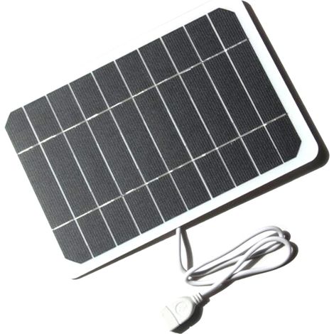 Panel solar compacto de 5W y 5V con puerto USB, célula solar de silicio monocristalino, resistente al agua, portátil, para baterías externas y teléfonos móviles. Ideal para acampar. (1/5)