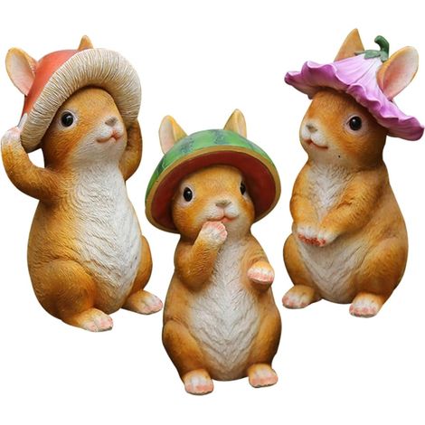 3 Pièces Ornement Lapin farci Cage Animaux Costume de Lapin Decoration Jardin décoration de Jardin Lapin Miniature d'aménagement paysager Figurine de Lapin Multifonction résine (1/5)