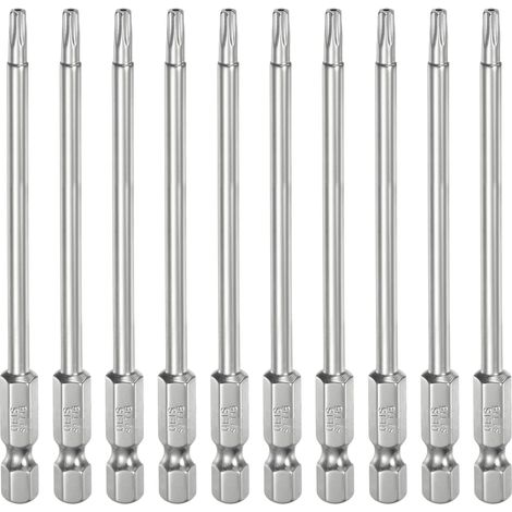 10Pcs T15 Embout Tournevis Torx 1/4" Hex Shank Longueur 4" (100mm) (1/5)