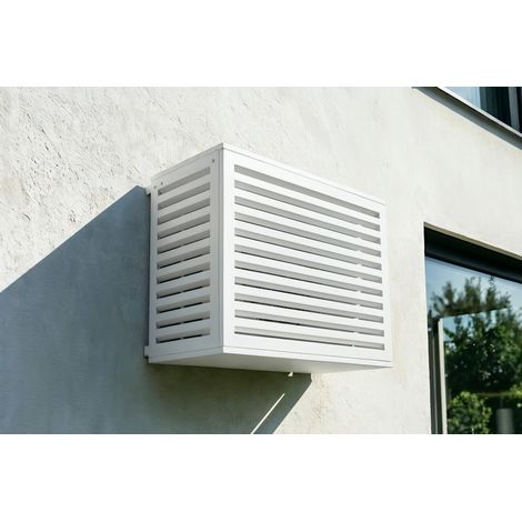 Cubierta para aire acondicionado y bomba de calor ANETO de aluminio blanco con parte inferior - tamaño S (1/5)
