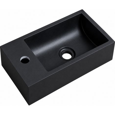 Vasque à poser Angela 40 x 22 cm - Noir - Vasque pour meuble fon (1/4)