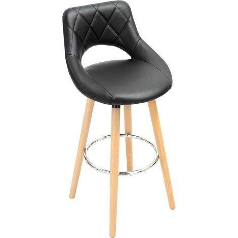 WOLTU 1x Barhocker Barstuhl Bistrohocker Tresenhocker mit Rückenlehne und Fußstütze Design Stuhl Holz Kunstleder Schwarz (1/5)