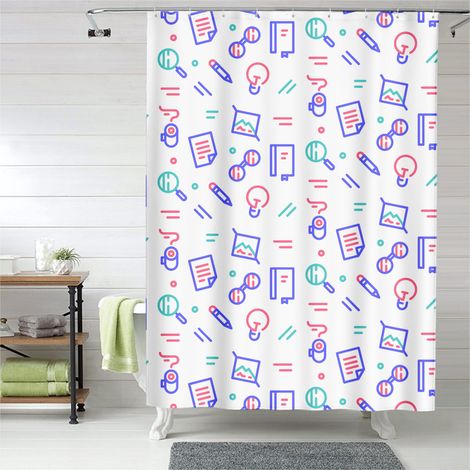 Rideau de douche œillets plastique, motif élégant, imperméable polyester (1/5)