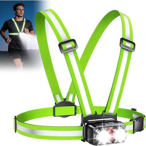 800 Lumen Brust-Lauflampe mit Rücklicht, 7+2 Leuchtmodi, 45° verstellbare und 360° reflektierende Laufweste, IPX4 wasserdicht für Radfahren/Joggen, Ersatz für Stirnlampe (1/5)