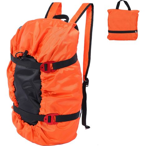Sac de Rope d'Escalade Pliable avec Bretelle pour Randonnée Camping Plein Air (Orange) (1/5)
