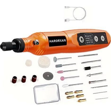 Outil rotatif sans fil, kit d'outils rotatifs à 5 vitesses avec accessoires (5000-18000 tr/min), chargement de type C, outils rotatifs pour ponçage, polissage, perçage, gravure, meulage, bricolage (1/5)