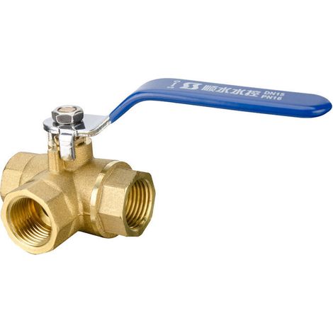 Robinet à boisseau sphérique 3 voies femelle 3/4'' – Laiton forgé avec bille inox – Siège PTFE – Résistant à l'usure et à la corrosion (1/5)
