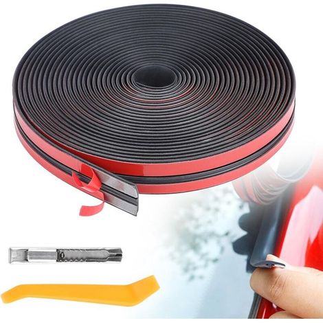 Junta de goma adhesiva para parabrisas de 6 m, 19 mm de ancho, tira de sellado autoadhesiva universal en forma de T para techos solares de automóviles, color negro. (1/5)