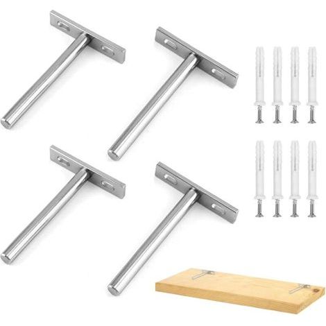 Set di 4 staffe invisibili per mensole galleggianti, supporti invisibili per mensole a parete, coperture invisibili per supporti mensole da montare a parete, con viti per mensole, decorazione murale - (1/5)