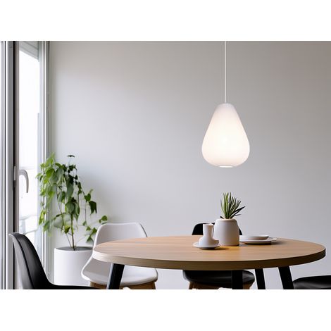 LED Pendelleuchte mit gemustertem Stoff Lampenschirm Weiß, Ø 35cm (1/5)