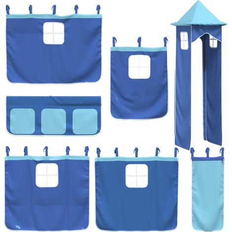 Curtains for Loft Bed with Tower Blue Polyester vidaXL