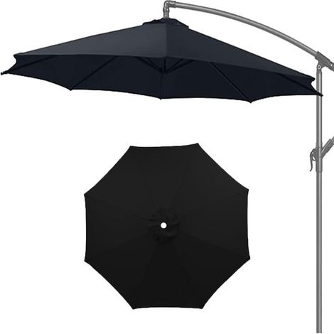 Funda de tela para sombrilla de 6.5 pies, 9 pies y 10 pies, para toldo de patio, con 8 varillas, fácil de instalar (rojo, 8 varillas) (negro, 6.5 pies, 8 varillas) (1/5)