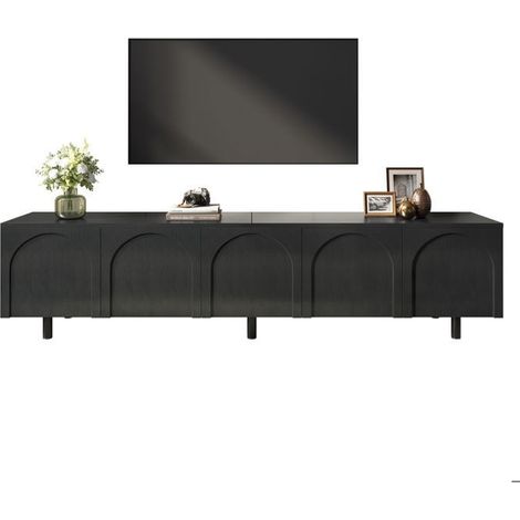 Meuble TV - SOGEU - Buffet bas - 5 portes - Pieds métal - PB/MDF 180x38x45 cm (1/5)