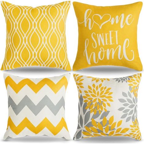 Housse de Coussin Géométrique Jaune, 45x45 cm, Décor Moderne pour Canapé, Salon, Chambre, Intérieur