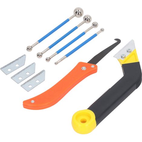 Kit de calfeutrage professionnel avec scie à angle et outil double sphère pour réparation et nettoyage des joints de carrelage (1/5)
