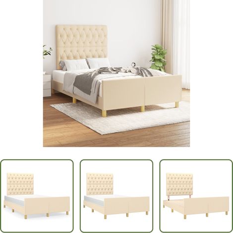 Kopfteil - Bettgestell ohne Matratze Creme 120x200 cm Stoff (1/5)