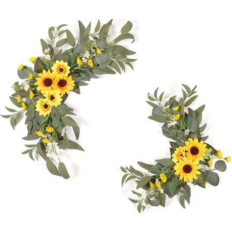 Set mit 2 vielseitigen künstlichen Blumen für Hochzeitsdekoration, Willkommensschilder, Blumengirlanden, Sonnenblumen (1/2)