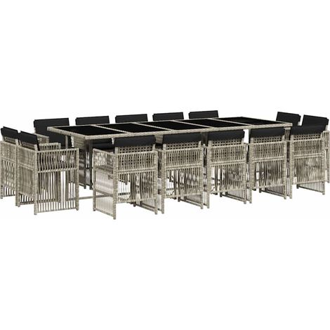 Maison Exclusive - Set da Pranzo da Giardino 15 pz con Cuscini Grigio Polyrattan