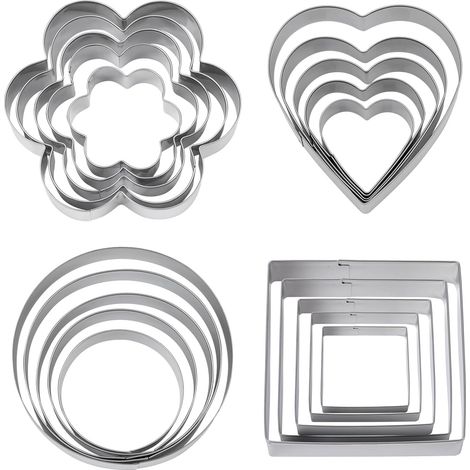 Lot de 20 Emporte-pièce, Acier inoxydable, Formes variées, Pour biscuits, Pâtisserie