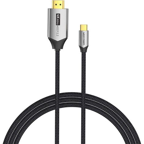 USB-C - HDMI 2.0 Kabel 1,5m, 4K 60Hz (schwarz) Kompatibel mit Geräte mit USB-C-, USB 3.1 Gen2- und neueren Anschlüssen (1/3)