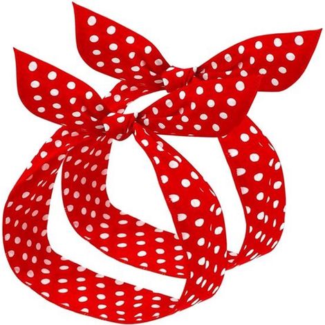 Conjunto de dos diademas de lunares, accesorios para el cabello de estilo retro de los años 50: estampado de pañuelo cuadrado rojo, adecuado para niñas y mujeres. (1/5)
