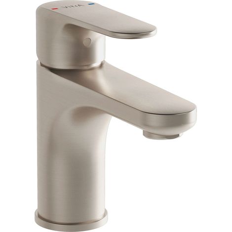 Vitra Root Round Compact Basin Mixer Tap - Brushed Nickel (1/4)