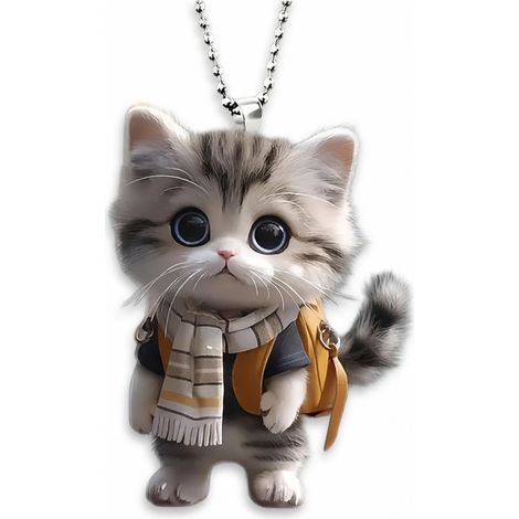 Colgante de acrílico gato con bufanda para coche, 5 cm (1/5)