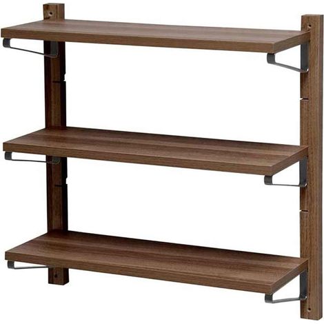 Scaffale in legno da parete multiuso 3 ripiani regolabili porta oggetti complemento d'arredo 60x17x60 cm noce