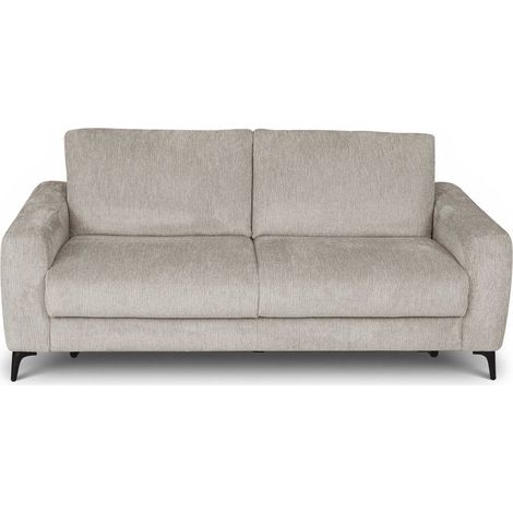 Deco In Paris – Canapé convertible 3 places en velours chiné beige – Système d’ouverture rapide – Matelas 12 cm pour couchage confortable (1/5)