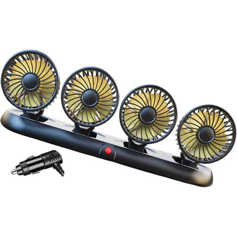 Ventilateur de voiture à 4 têtes avec base réglable 360 degrés et