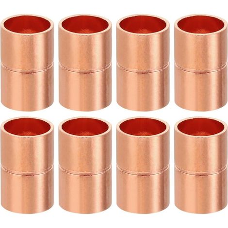 8pcs Manchons à Souder en Cuivre, 6.35mm Raccords de Couplage Tuyau, Raccord Tuyauterie Droit pour Raccordements Plomberie HVAC Climatisation Chauffage Réseaux, Épaisseur 0.8mm - 3/8 pouce (1/5)