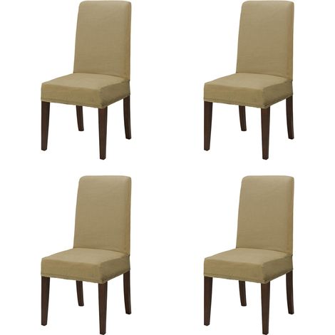 Coppia di coprisedia con schienale in tessuto elasticizzato antimacchia in 10 colori Vestisedia Tortora - 4 pezzi