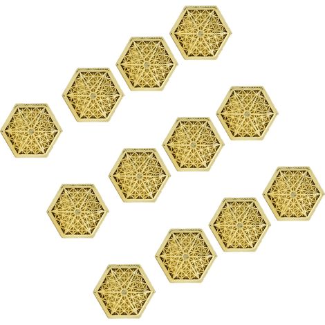 Hohle, goldfarbene Bonboniere aus Kunststoff, Set mit 12 sechseckigen Stücken, ideal als Gastgeschenkbehälter für Hochzeiten, Brautpartys und andere Feierlichkeiten. (1/5)