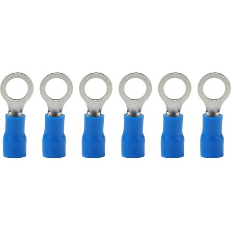 Lot de 100 cosses à sertir annulaires pré-isolées, connecteurs pour fils de cuivre et PVC, pour machines, AWG 22-16RV1.25-5, bleu